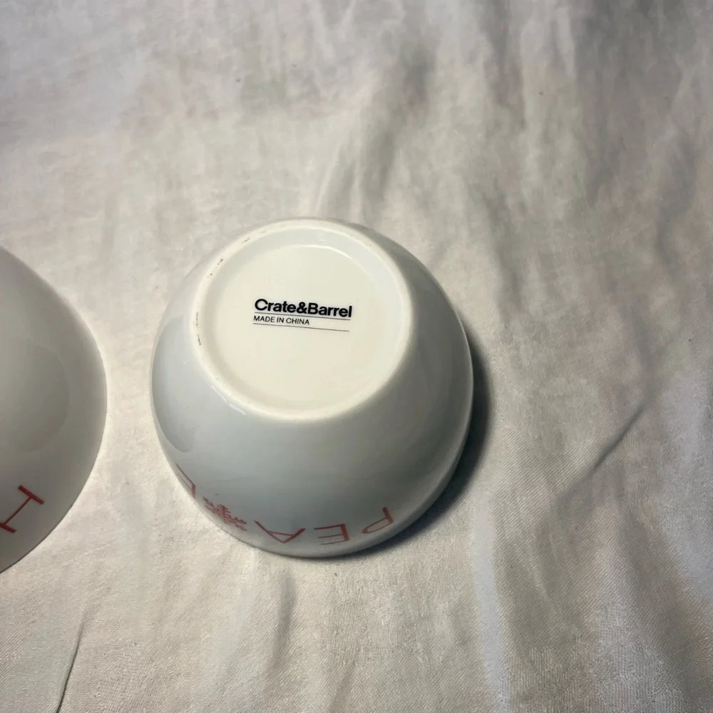 Crate&Barrel White and Red Holiday Bowls